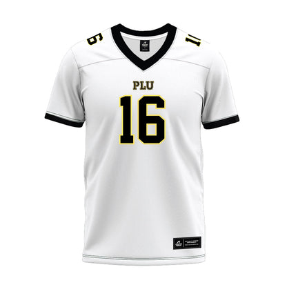 PLU - NCAA Football : Tyler Yarger - White Premium Football Jersey-0