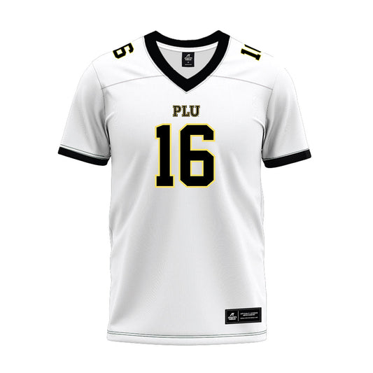 PLU - NCAA Football : Tyler Yarger - White Premium Football Jersey-0