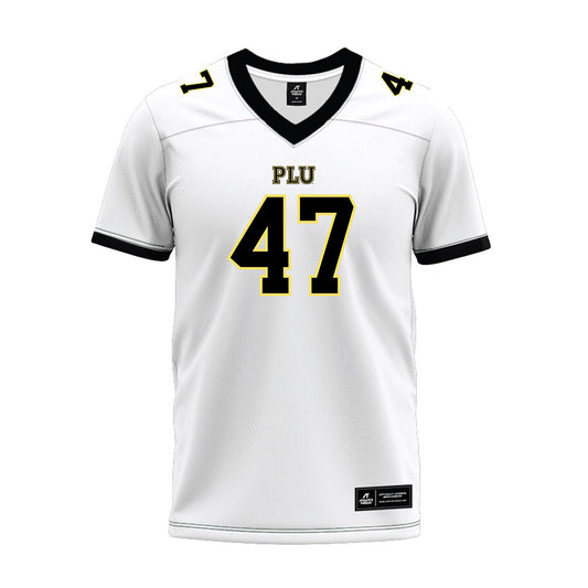 PLU - NCAA Football : Caleb Moberg - White Premium Football Jersey-0