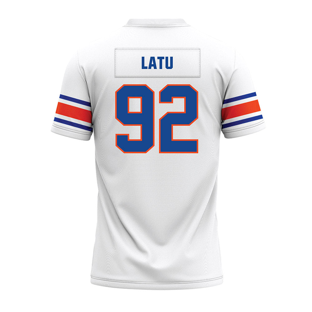 Boise State - NCAA Football : David Latu - White Premium Football Jersey-1