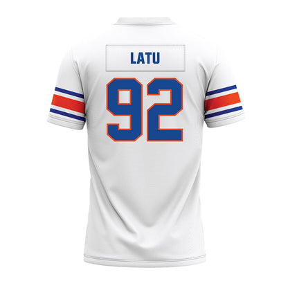 Boise State - NCAA Football : David Latu - White Premium Football Jersey-1