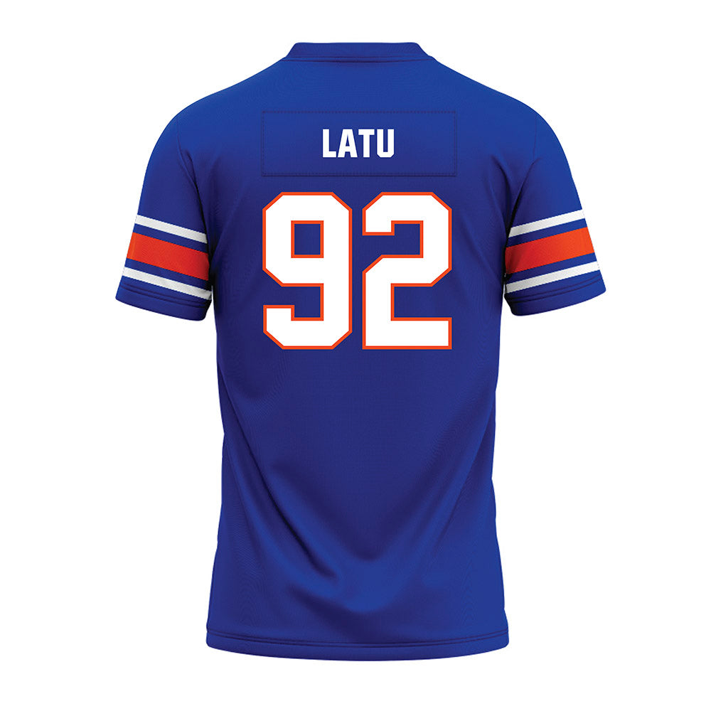Boise State - NCAA Football : David Latu - Blue Premium Football Jersey-1