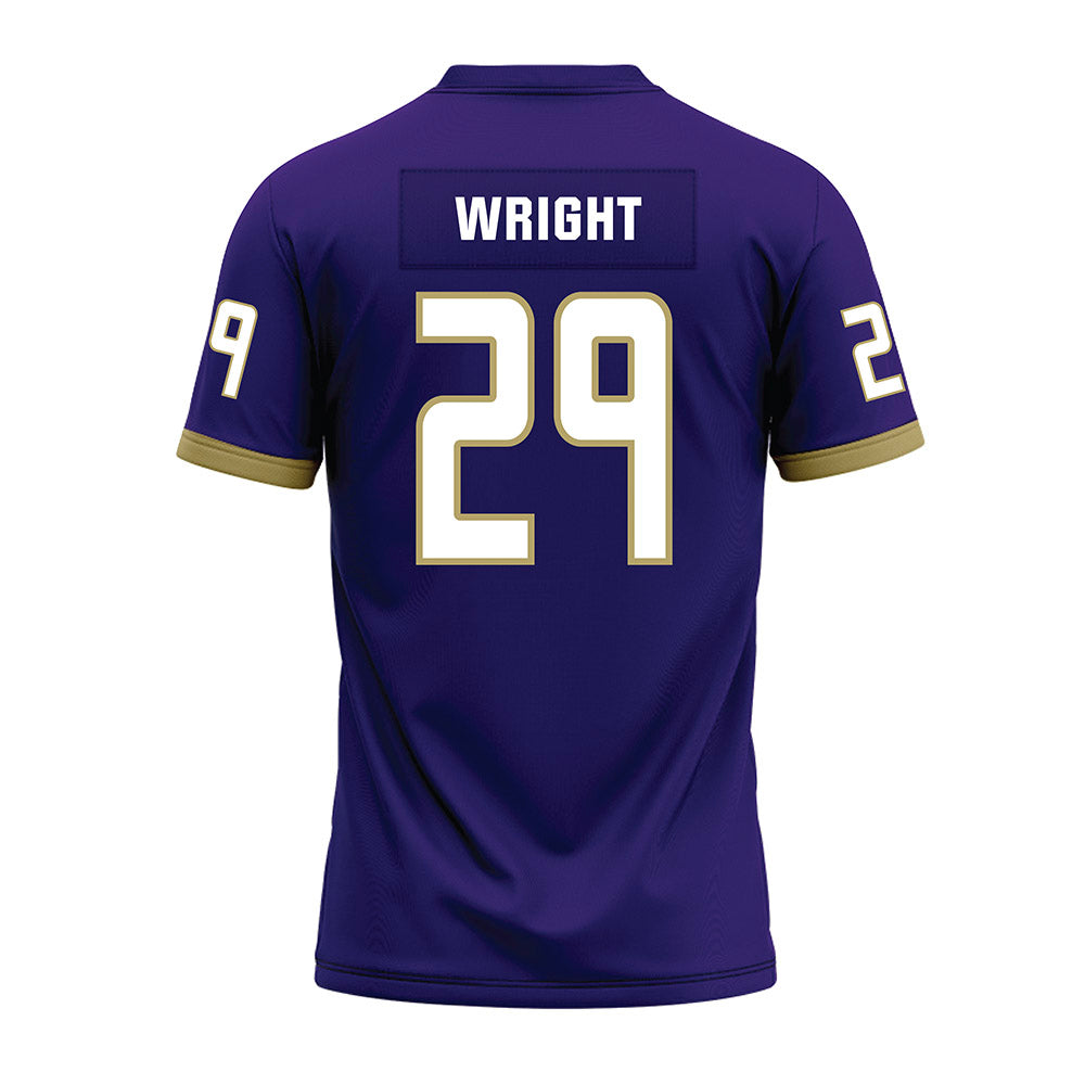 JMU - NCAA Football : KJ Wright - Purple Premium Football Jersey-1