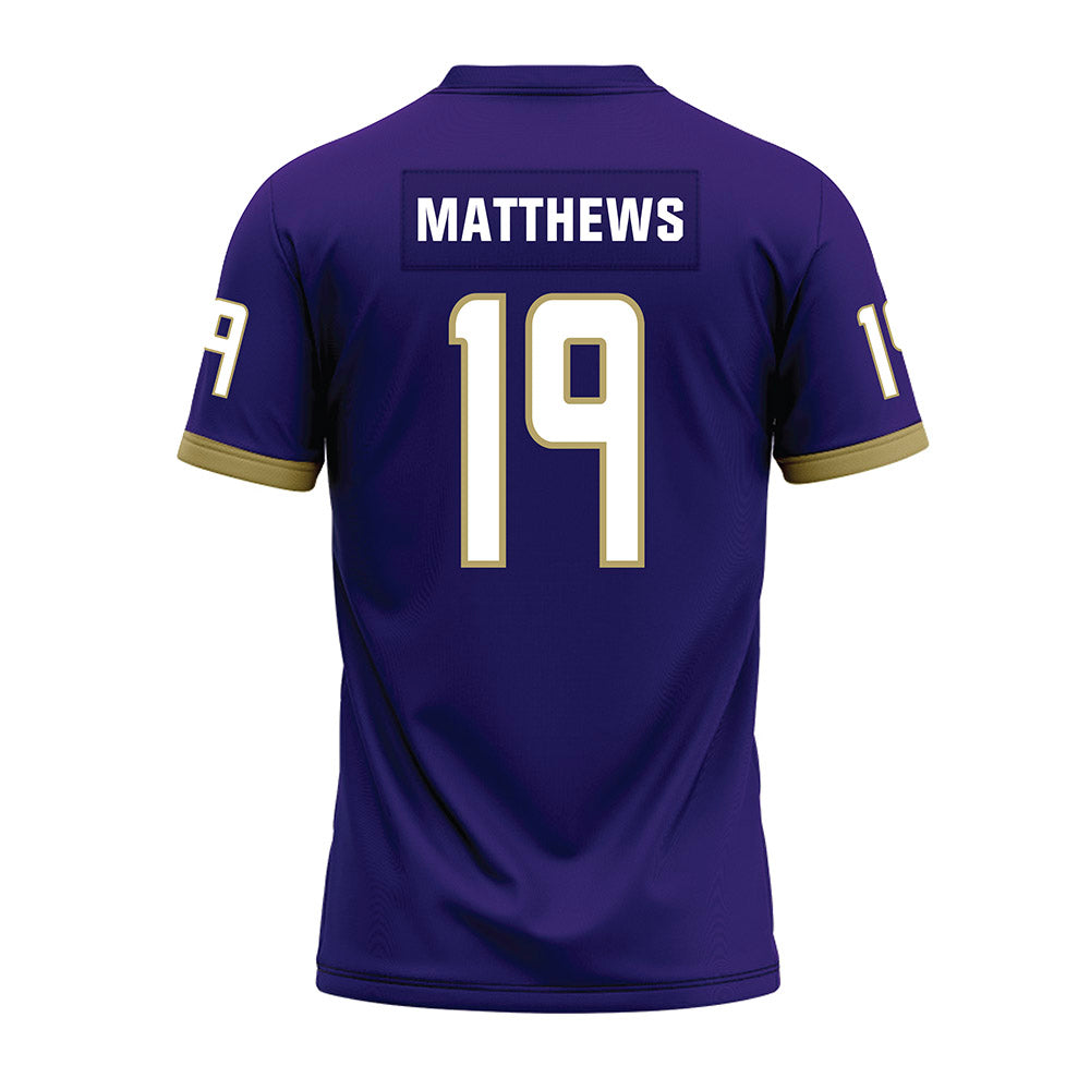 JMU - NCAA Football : Micah Matthews - Purple Premium Football Jersey-1