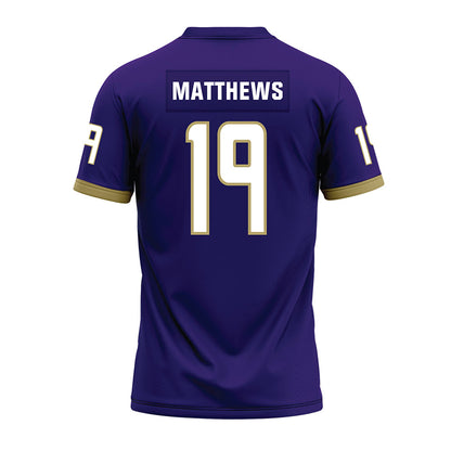 JMU - NCAA Football : Micah Matthews - Purple Premium Football Jersey-1
