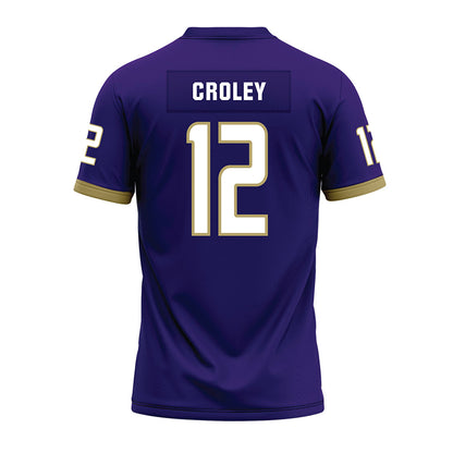 JMU - NCAA Football : Lathan Croley - Purple Premium Football Jersey-1