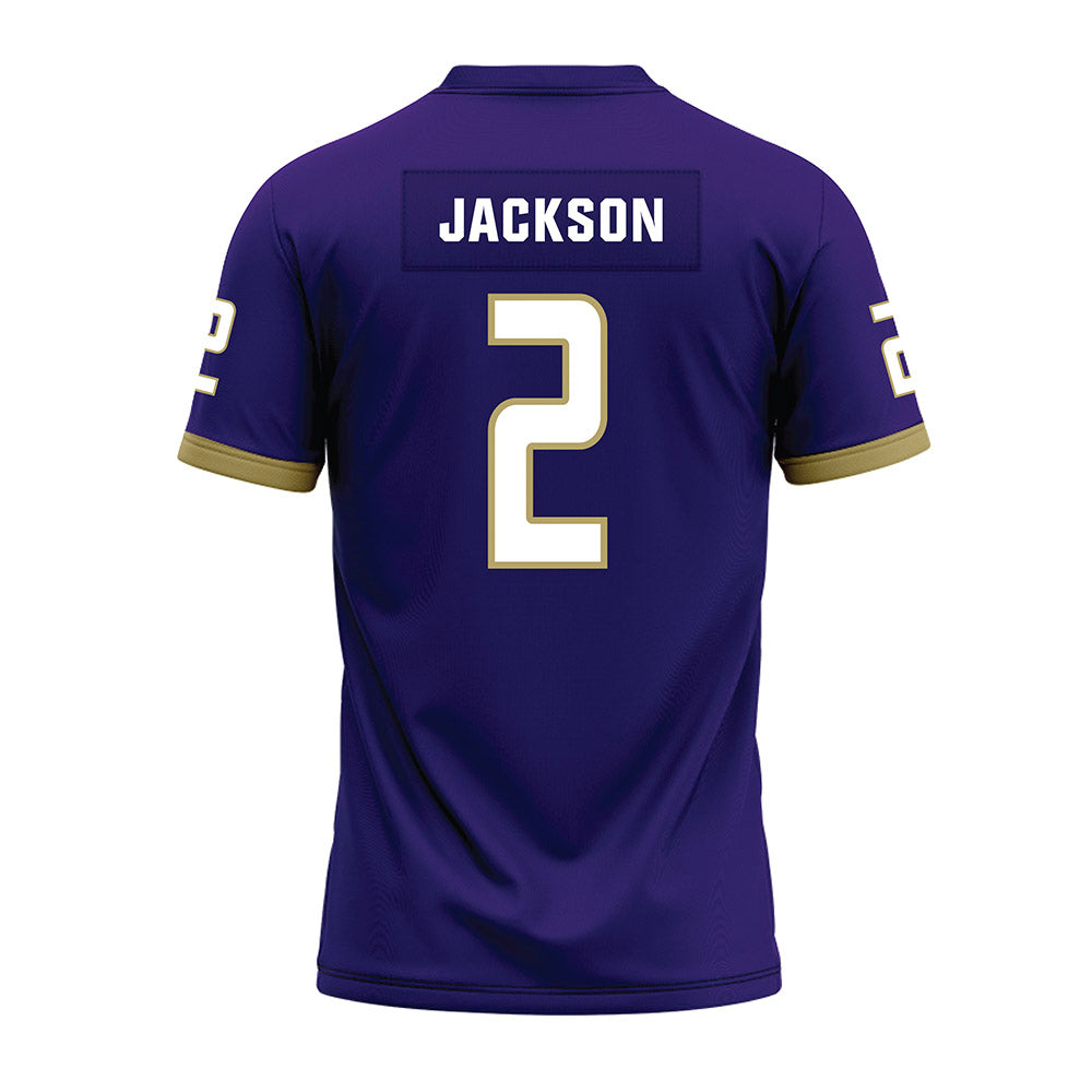 JMU - NCAA Football : Nakian Jackson - Purple Premium Football Jersey-1