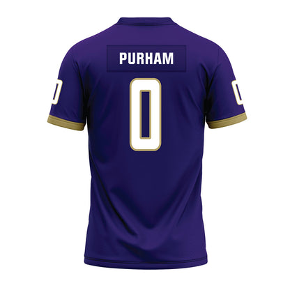 JMU - NCAA Football : Mason Purham - Purple Premium Football Jersey-1