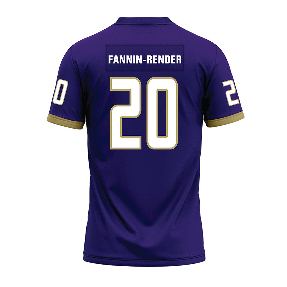 JMU - NCAA Football : Malachi Fannin-Render - Purple Premium Football Jersey-1