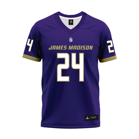 JMU - NCAA Football : Jayon Harvey - Purple Premium Football Jersey-0