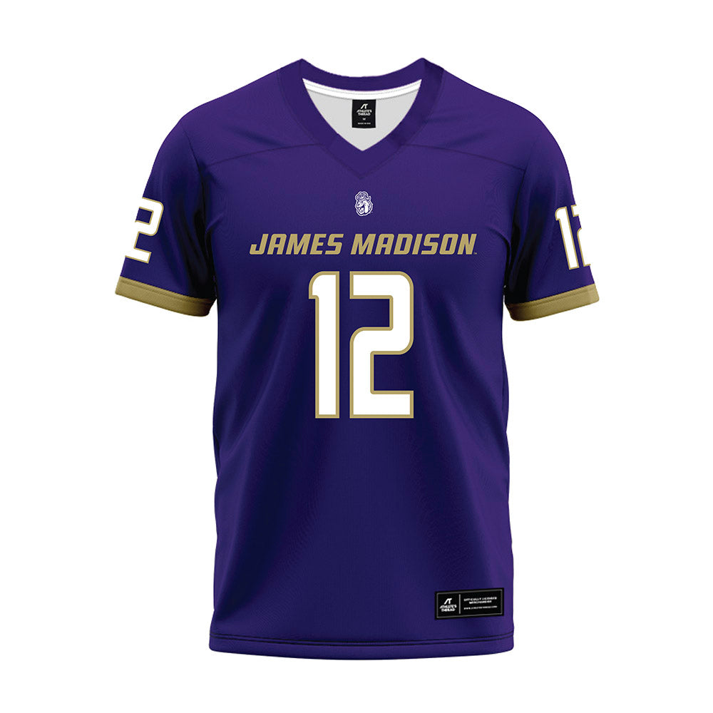 JMU - NCAA Football : Lathan Croley - Purple Premium Football Jersey-0