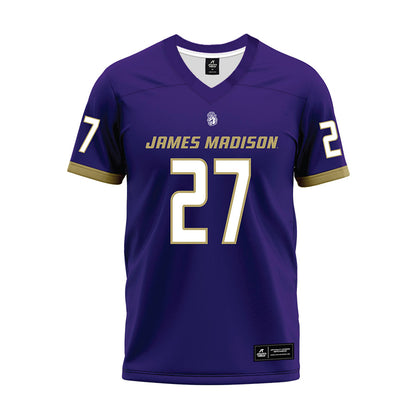 JMU - NCAA Football : Josiah Perry - Purple Premium Football Jersey-0