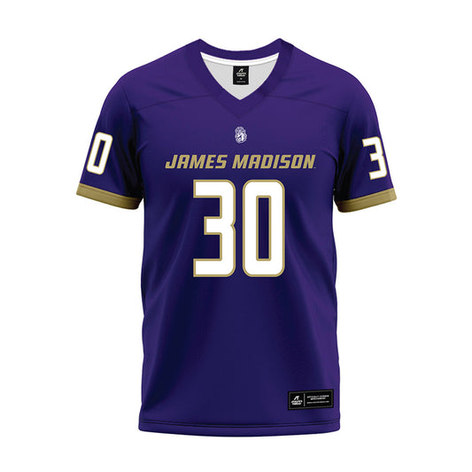 JMU - NCAA Football : Trace Burney - Purple Premium Football Jersey-0