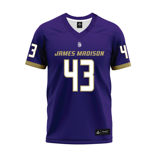 JMU - NCAA Football : Miles Halbert - Purple Premium Football Jersey-0