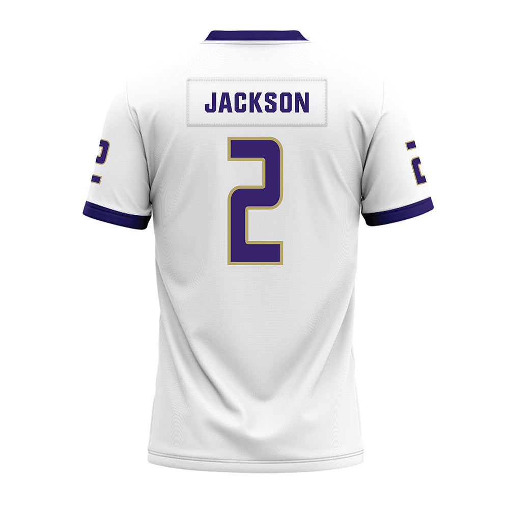 JMU - NCAA Football : Nakian Jackson - White Premium Football Jersey-1