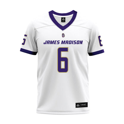 JMU - NCAA Football : DJ Kelly - White Premium Football Jersey-0