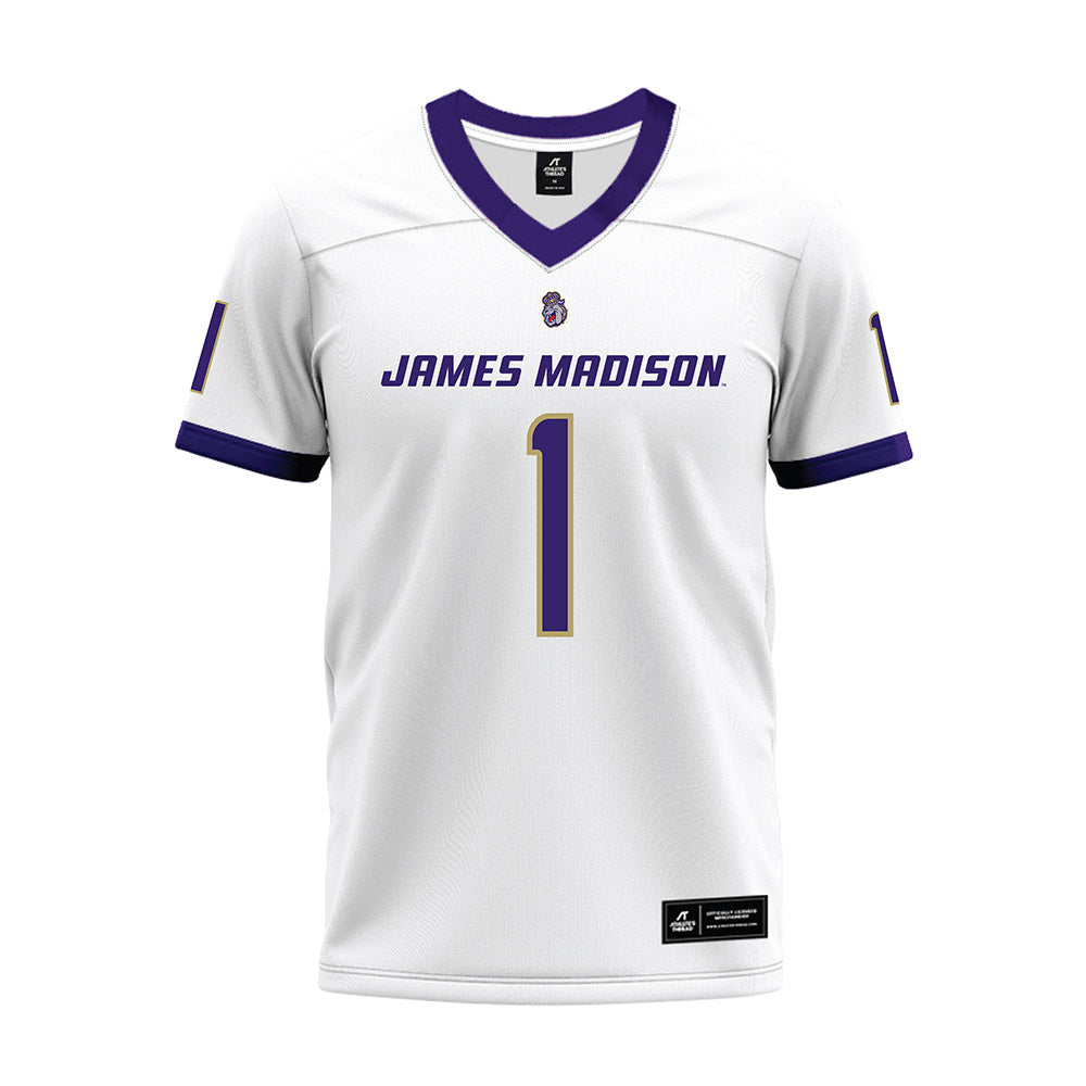 JMU - NCAA Football : Damier Minkah - White Premium Football Jersey-0