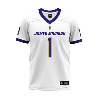 JMU - NCAA Football : Damier Minkah - White Premium Football Jersey-0
