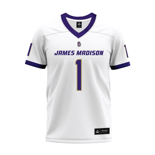 JMU - NCAA Football : Damier Minkah - White Premium Football Jersey-0