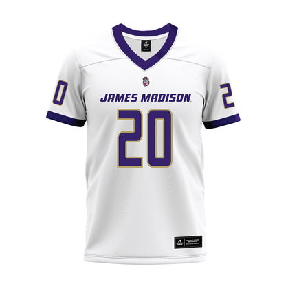 JMU - NCAA Football : Malachi Fannin-Render - White Premium Football Jersey-0
