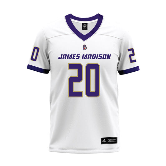 JMU - NCAA Football : Malachi Fannin-Render - White Premium Football Jersey-0