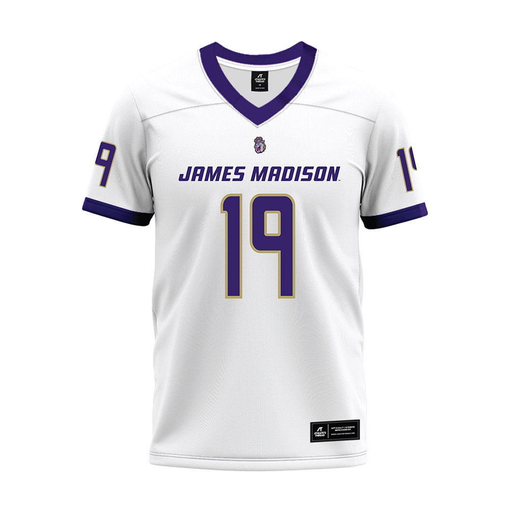 JMU - NCAA Football : Micah Matthews - White Premium Football Jersey-0