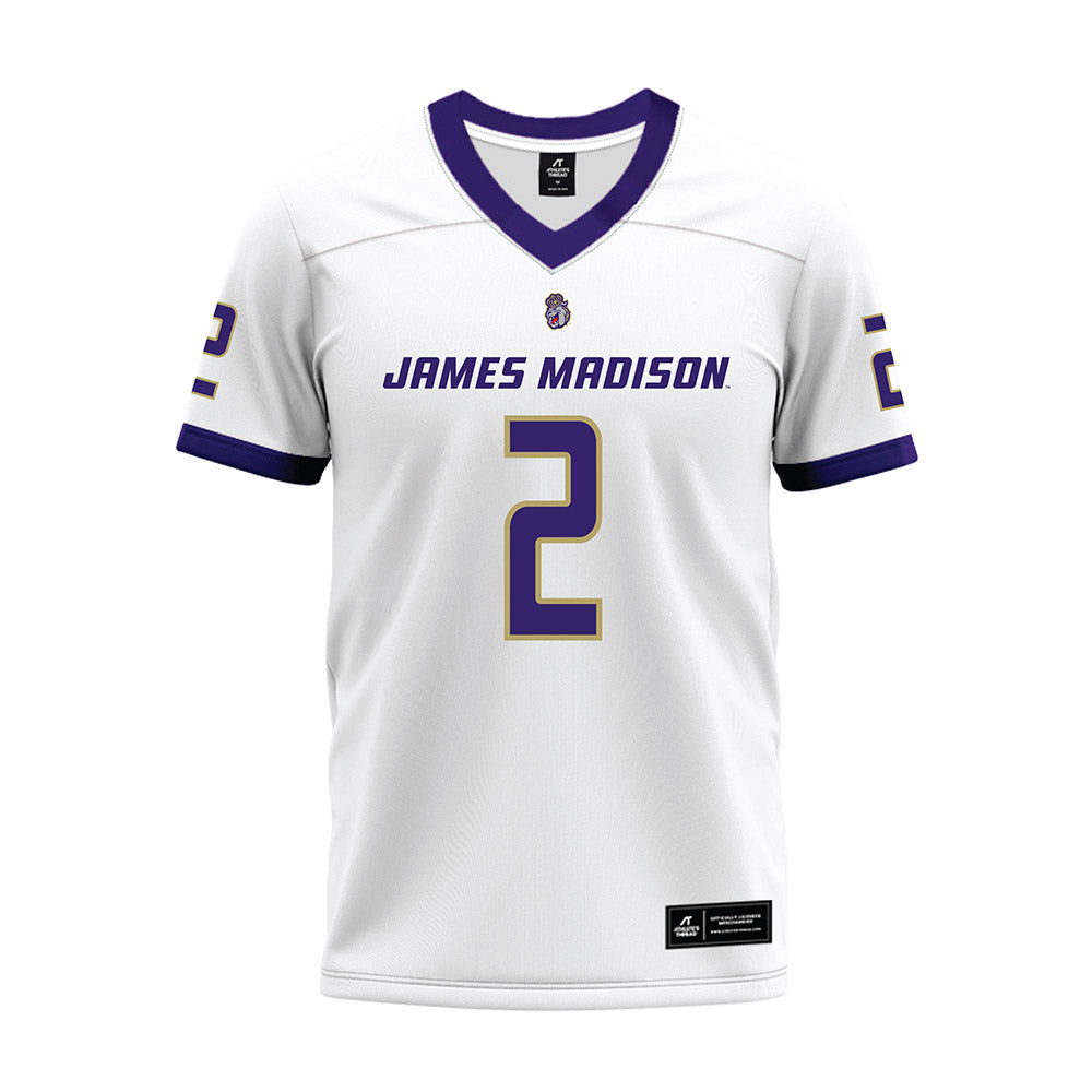 JMU - NCAA Football : Nakian Jackson - White Premium Football Jersey-0