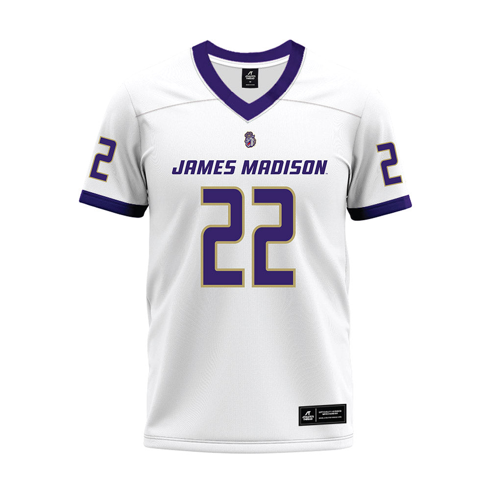 JMU - NCAA Football : Trashon Dye - White Premium Football Jersey-0