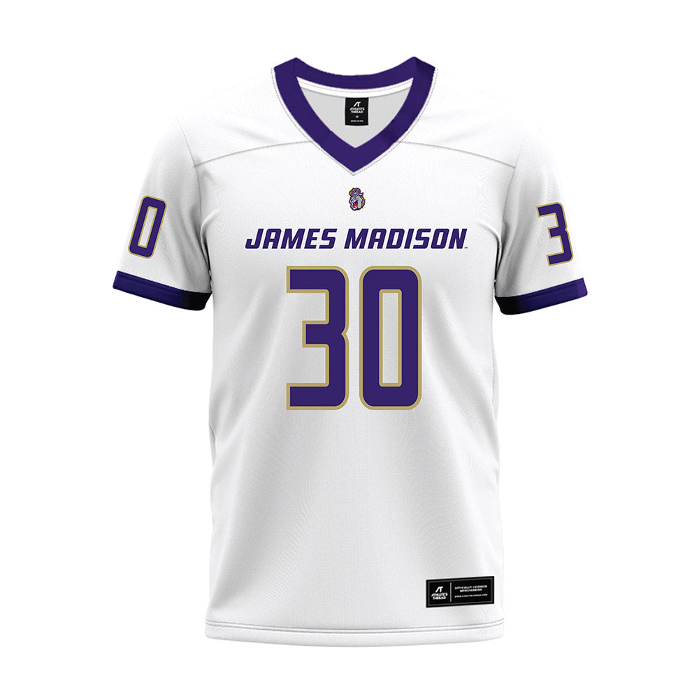 JMU - NCAA Football : Trace Burney - White Premium Football Jersey-0