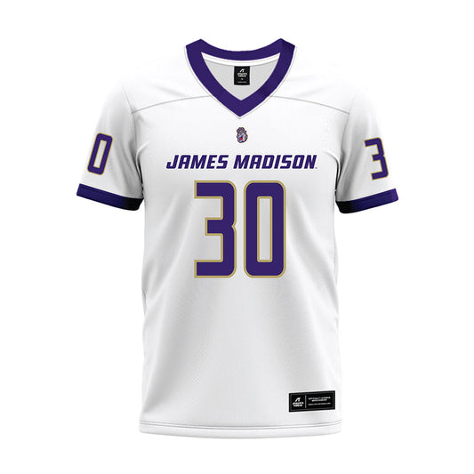 JMU - NCAA Football : Trace Burney - White Premium Football Jersey-0