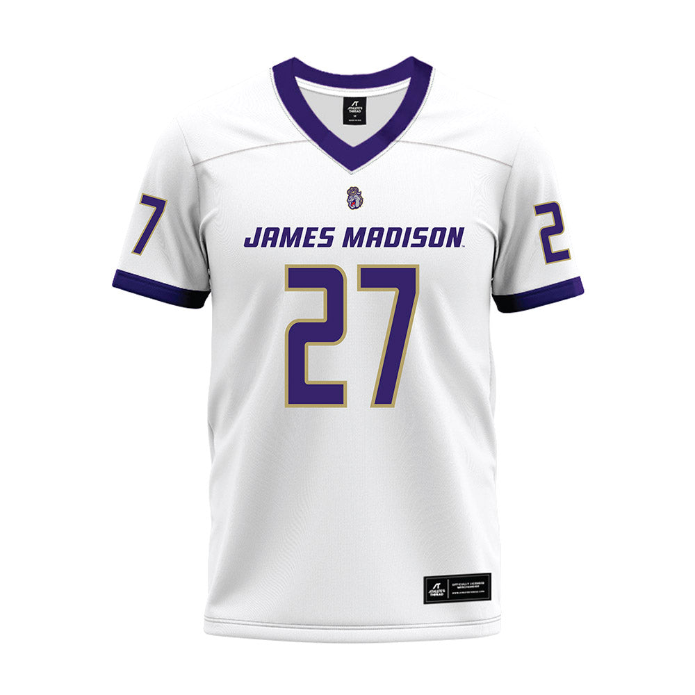 JMU - NCAA Football : Josiah Perry - White Premium Football Jersey-0