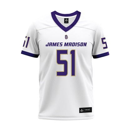 JMU - NCAA Football : Christopher Bispham - White Premium Football Jersey-0