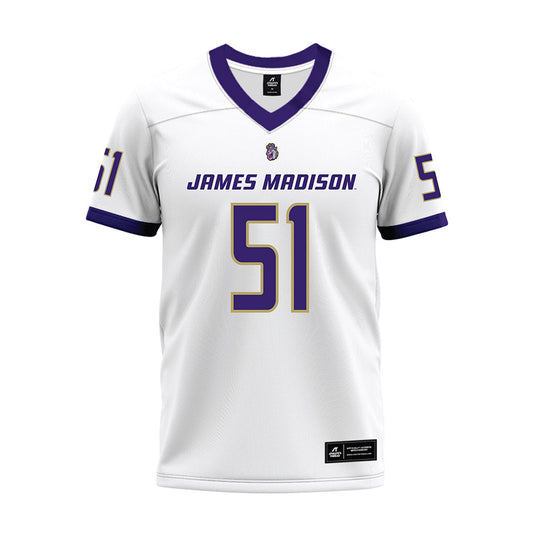 JMU - NCAA Football : Christopher Bispham - White Premium Football Jersey-0
