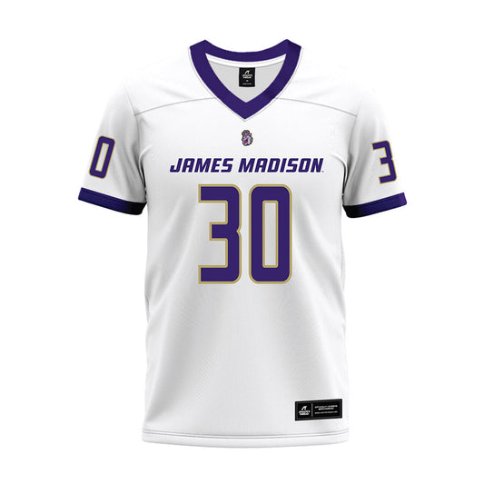 JMU - NCAA Football : Dkwan Thomas - White Premium Football Jersey-0