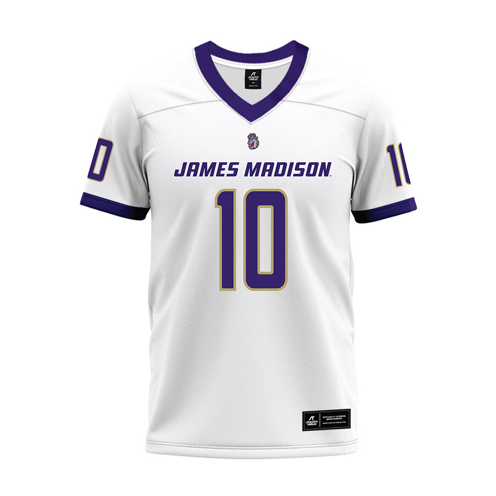 JMU - NCAA Football : Braeden Wisloski - White Premium Football Jersey-0