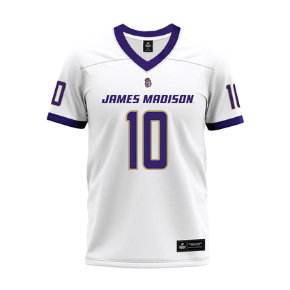 JMU - NCAA Football : Braeden Wisloski - White Premium Football Jersey-0