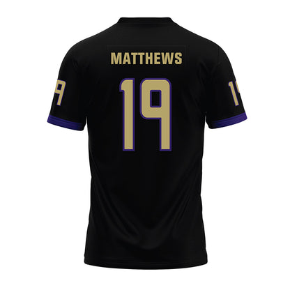 JMU - NCAA Football : Micah Matthews - Black Premium Football Jersey-1