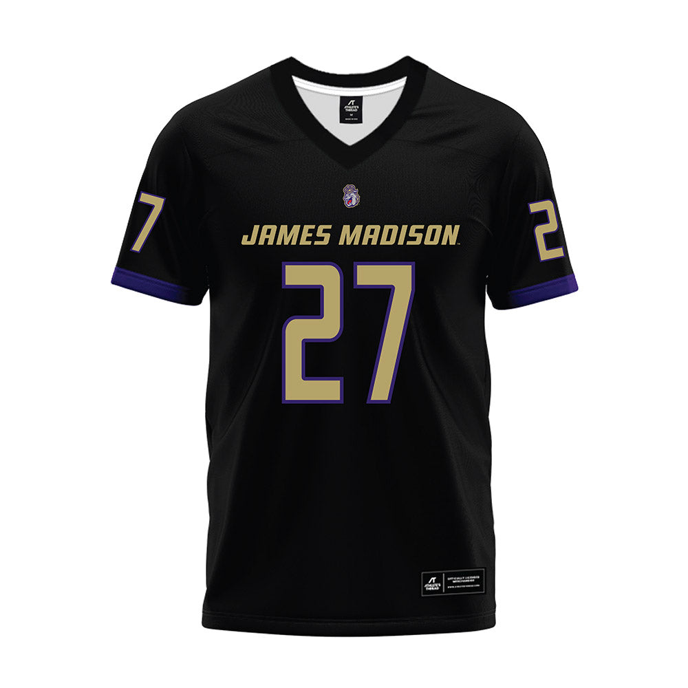 JMU - NCAA Football : Josiah Perry - Black Premium Football Jersey-0