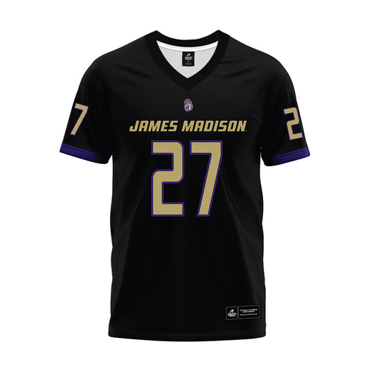 JMU - NCAA Football : Josiah Perry - Black Premium Football Jersey-0