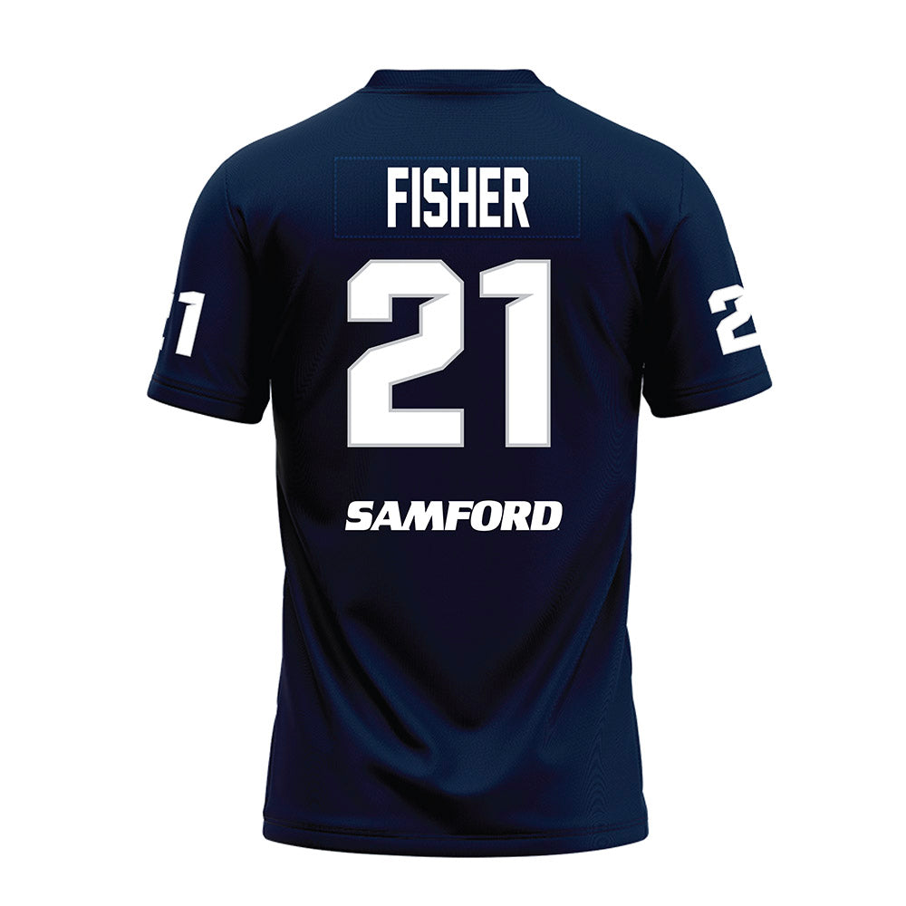 Samford - NCAA Football : Ethan Fisher - Navy Premium Football Jersey-1