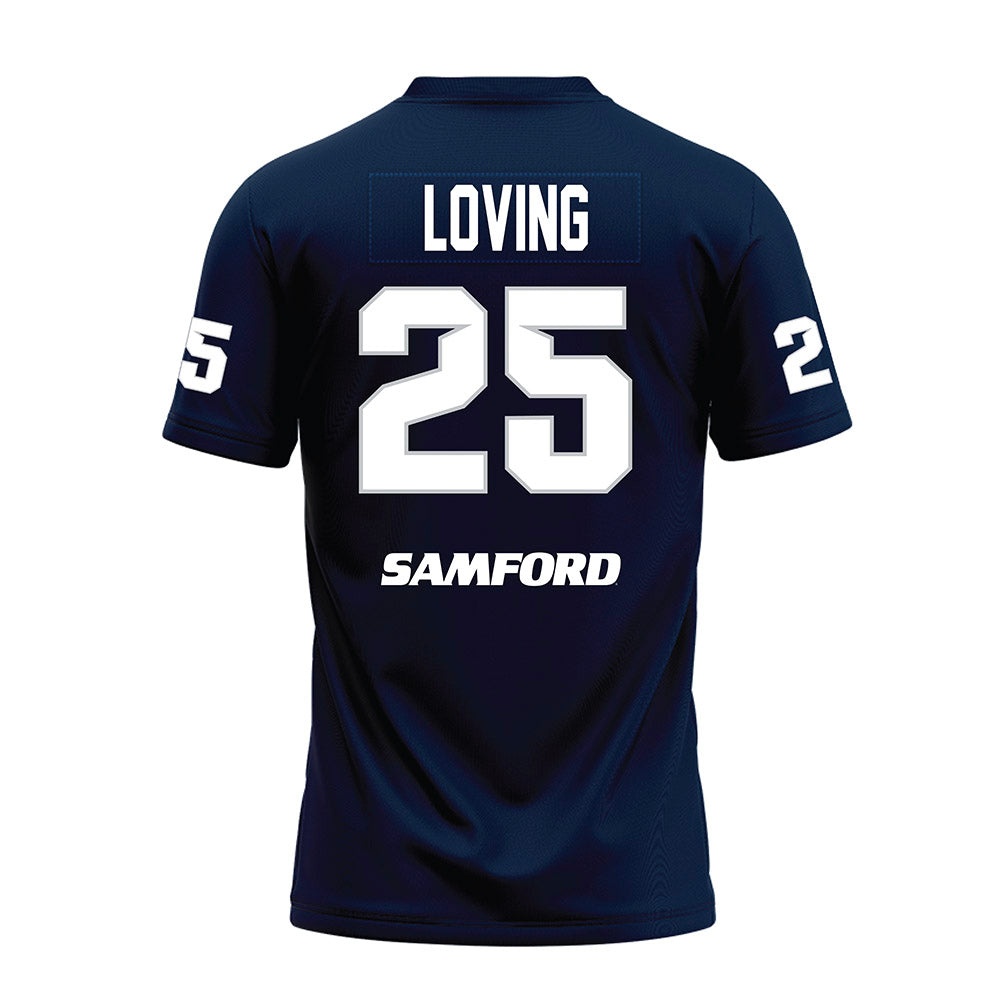 Samford - NCAA Football : Jadon Loving - Navy Premium Football Jersey-1