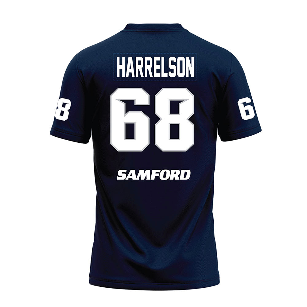 Samford - NCAA Football : Asher Harrelson - Navy Premium Football Jersey-1