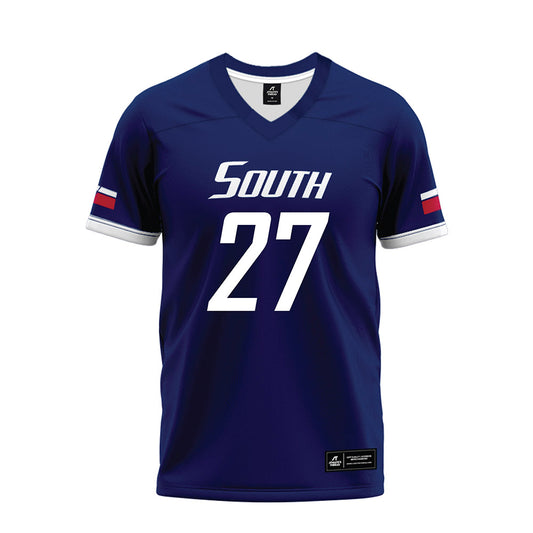 South Alabama - NCAA Football : Zech Hall - Blue Premium Football Jersey-0