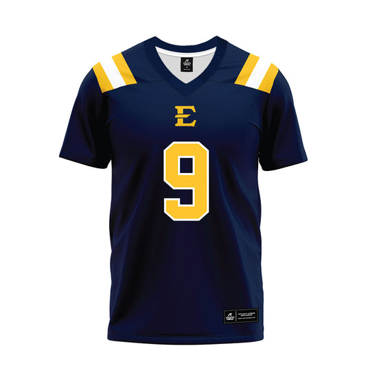 East Tennessee State - NCAA Football : Donya Borden - Navy Premium Football Jersey-0