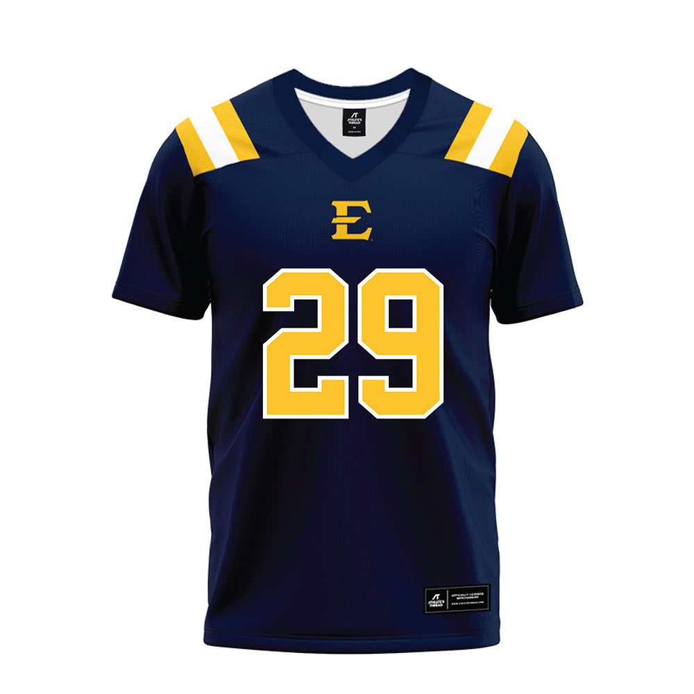 East Tennessee State - NCAA Football : Elijah Taylor - Navy Premium Football Jersey-0
