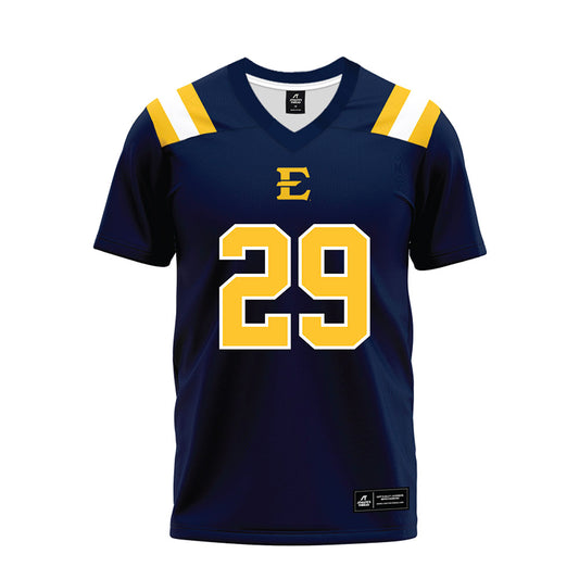East Tennessee State - NCAA Football : Elijah Taylor - Navy Premium Football Jersey-0