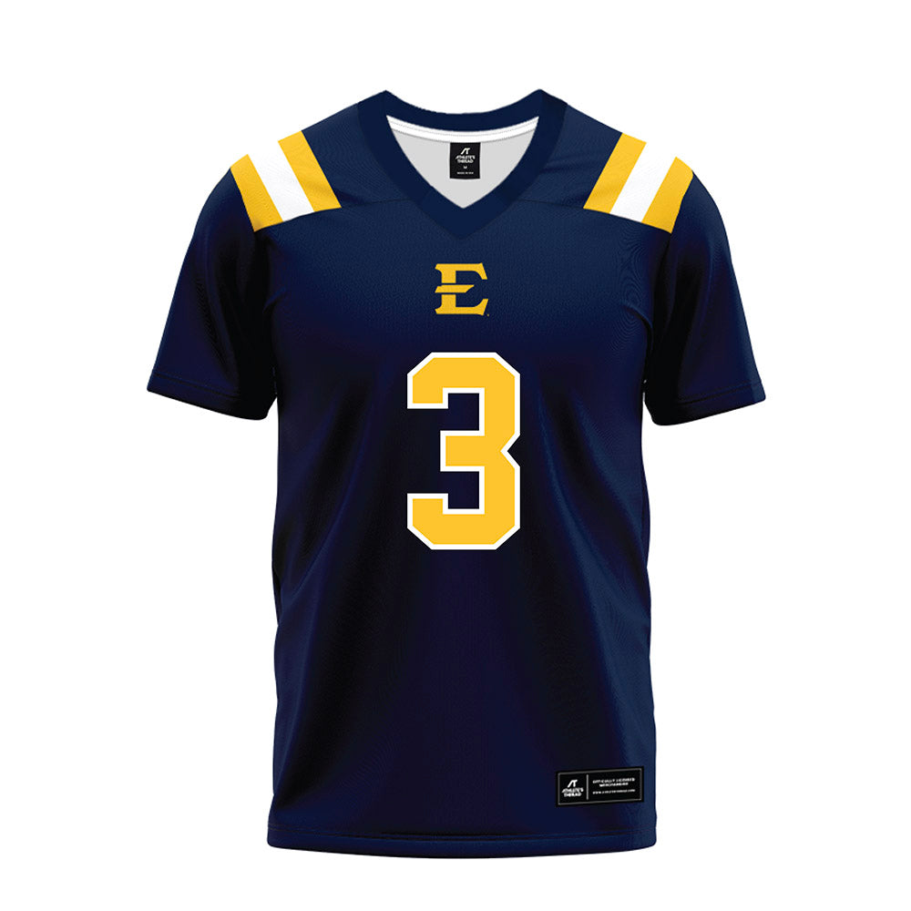 East Tennessee State - NCAA Football : Jarvis Johnson - Navy Premium Football Jersey-0