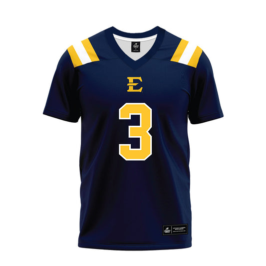 East Tennessee State - NCAA Football : Jarvis Johnson - Navy Premium Football Jersey-0