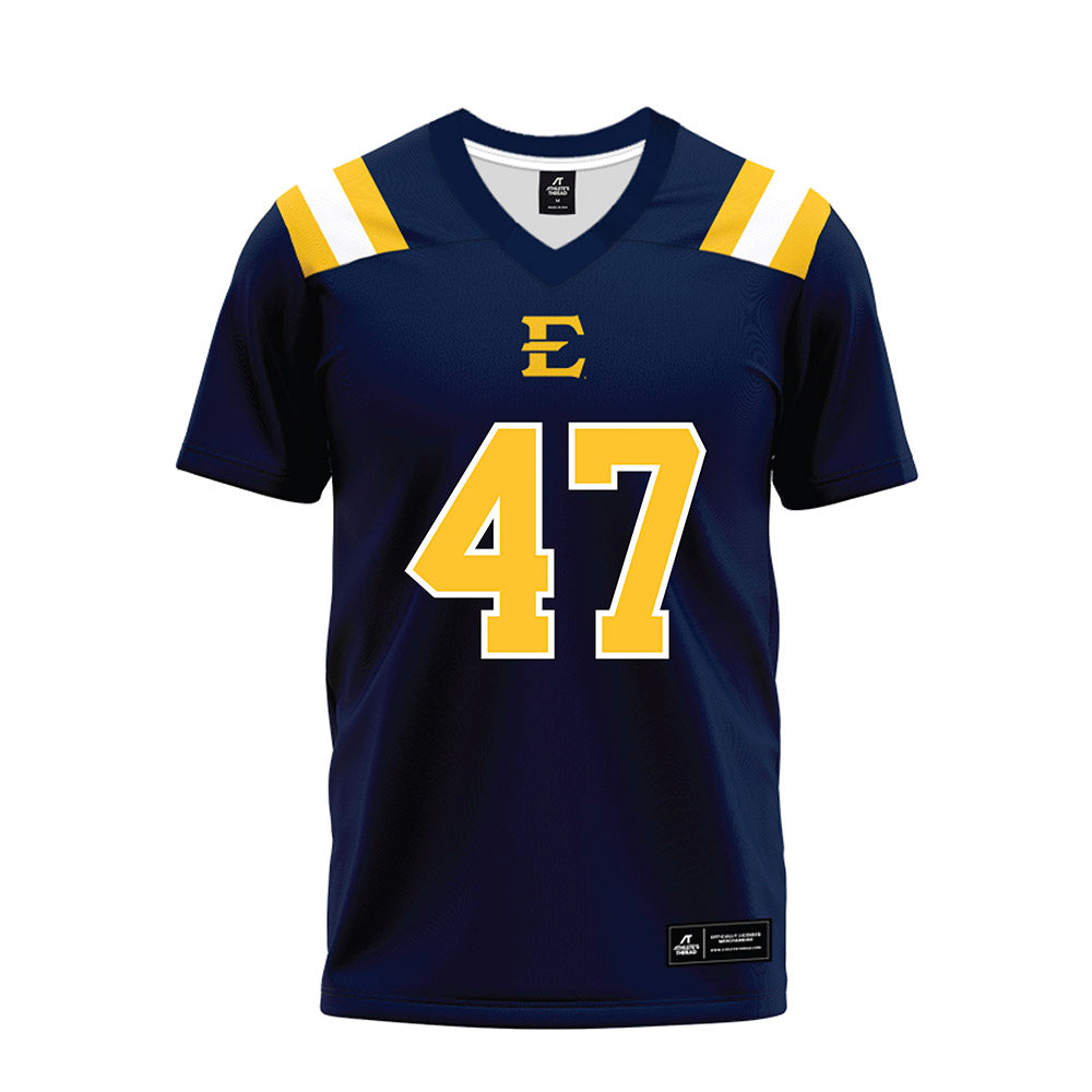 East Tennessee State - NCAA Football : Ramani Bruton - Navy Premium Football Jersey-0