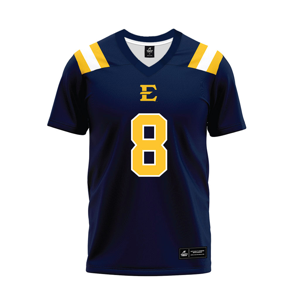East Tennessee State - NCAA Football : Caleb Cooper - Navy Premium Football Jersey-0